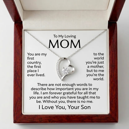 "To My Mom, You Are My Whole World" Forever Love Necklace – Meaningful Gift from Son for Birthday, Mother's Day & Any Occasion - The Love Sparkle