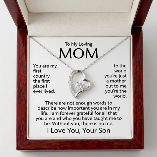 "To My Mom, You Are My Whole World" Forever Love Necklace – Meaningful Gift from Son for Birthday, Mother's Day & Any Occasion - The Love Sparkle
