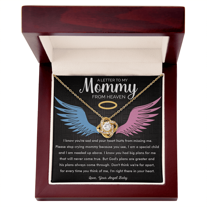 To My Mommy in Heaven - Love Knot Necklace - Memorial Necklace - The Love Sparkle