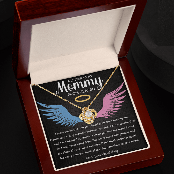 To My Mommy in Heaven - Love Knot Necklace - Memorial Necklace - The Love Sparkle