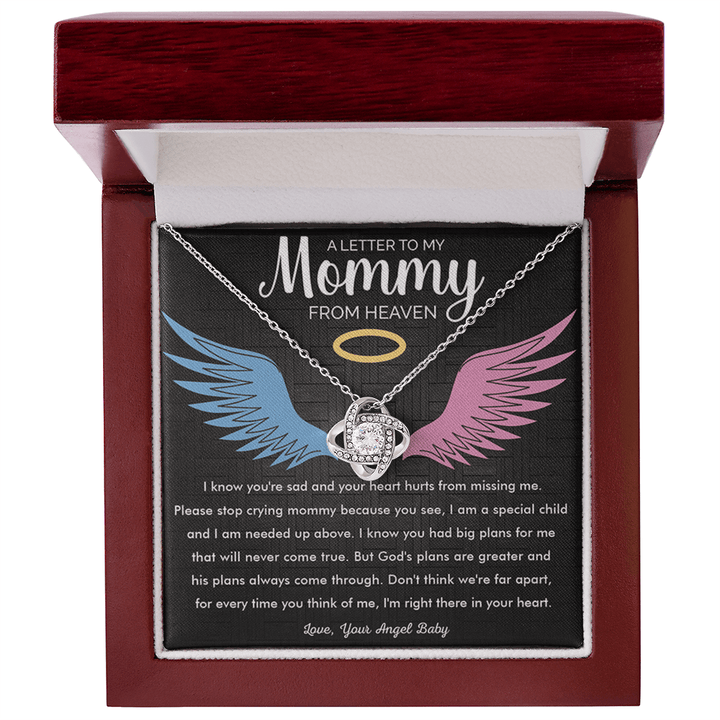 To My Mommy in Heaven - Love Knot Necklace - Memorial Necklace - The Love Sparkle