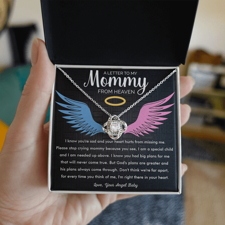 To My Mommy in Heaven - Love Knot Necklace - Memorial Necklace - The Love Sparkle