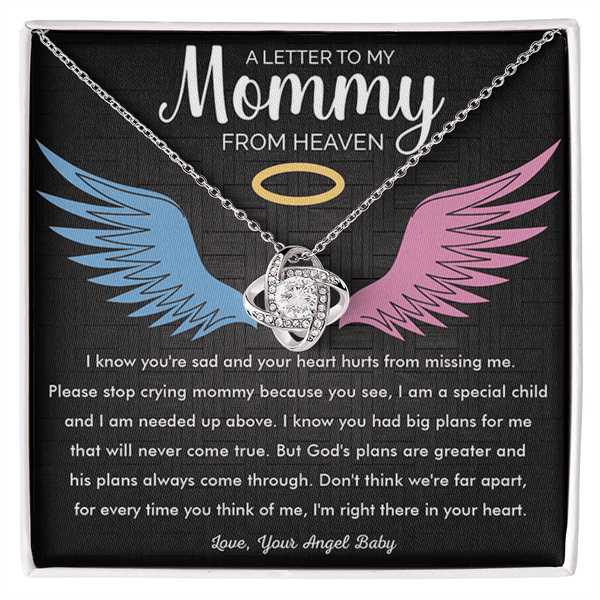 To My Mommy in Heaven - Love Knot Necklace - Memorial Necklace - The Love Sparkle
