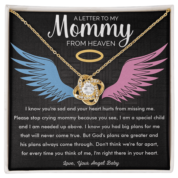 To My Mommy in Heaven - Love Knot Necklace - Memorial Necklace - The Love Sparkle