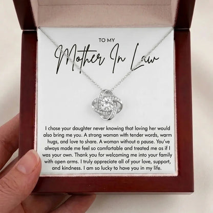 To My Mother - In - Law - Love Knot Necklace Gift - Thank You For Welcoming Me Into Your Family - The Love Sparkle