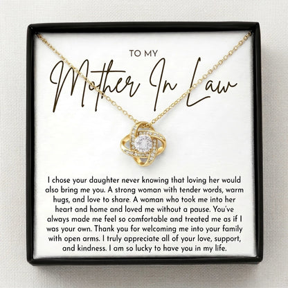 To My Mother - In - Law - Love Knot Necklace Gift - Thank You For Welcoming Me Into Your Family - The Love Sparkle