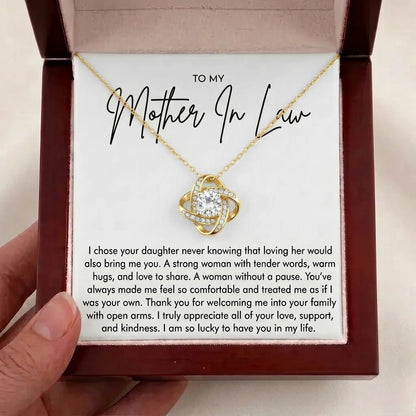 To My Mother - In - Law - Love Knot Necklace Gift - Thank You For Welcoming Me Into Your Family - The Love Sparkle