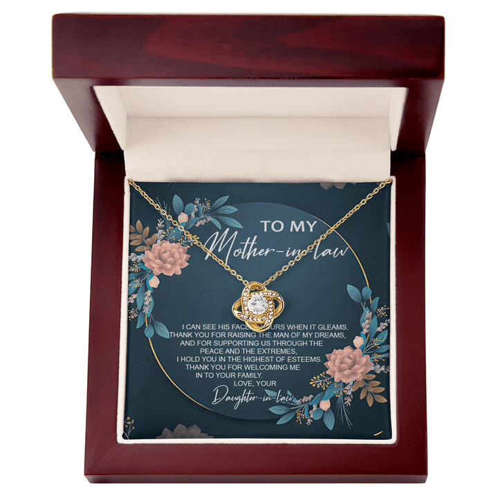 To My Mother - in - Law - Love Knot Necklace - "Thank You For Raising The Man of My Dreams" - The Love Sparkle