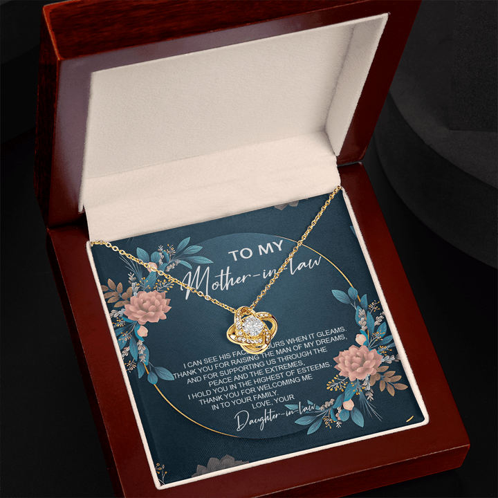 To My Mother - in - Law - Love Knot Necklace - "Thank You For Raising The Man of My Dreams" - The Love Sparkle