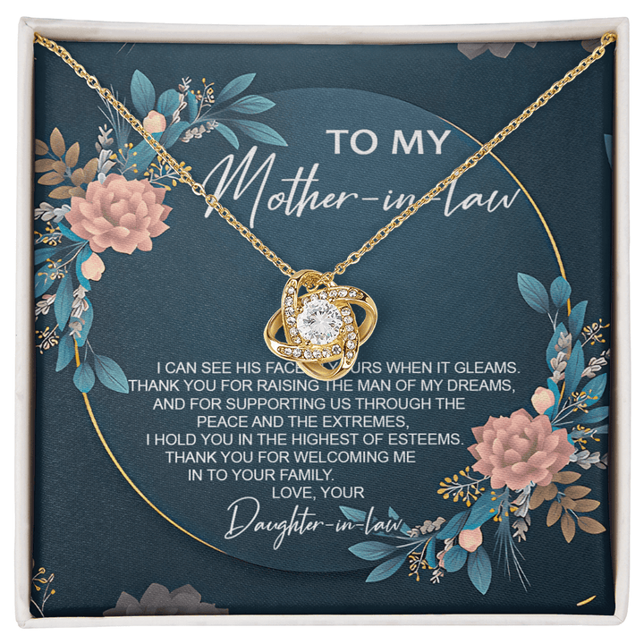 To My Mother - in - Law - Love Knot Necklace - "Thank You For Raising The Man of My Dreams" - The Love Sparkle