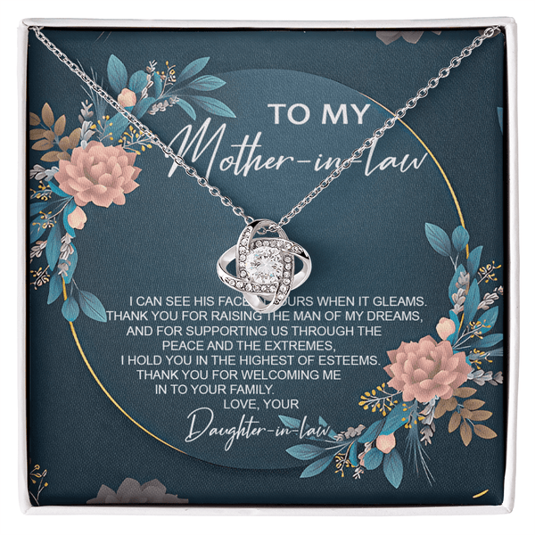 To My Mother - in - Law - Love Knot Necklace - "Thank You For Raising The Man of My Dreams" - The Love Sparkle