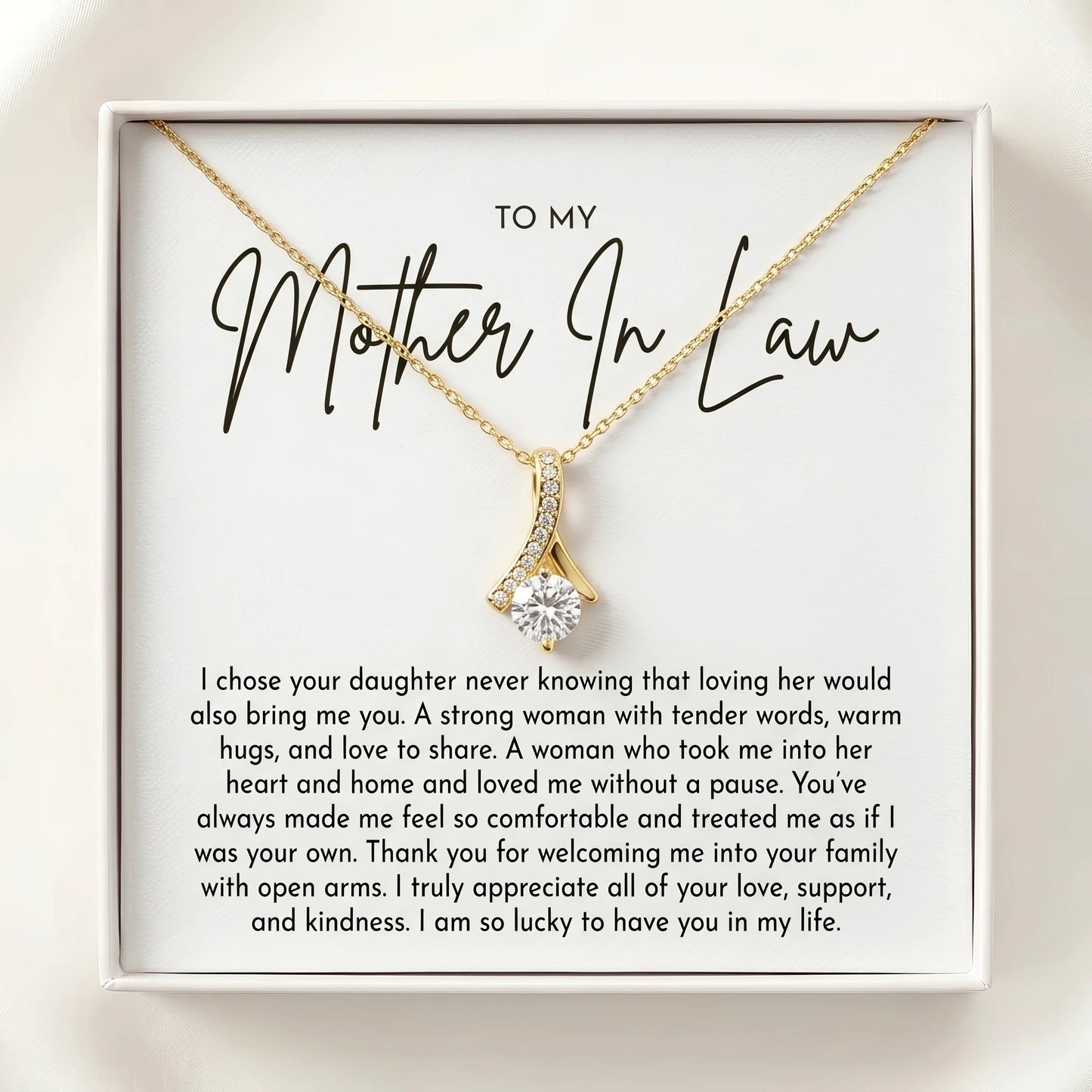 "To My Mother-in-Law, Loving Her Brought Me You" Alluring Beauty Necklace – Heartfelt Gift for Mother-in-Law - The Love Sparkle