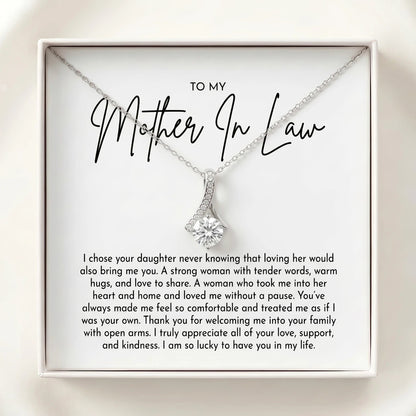 "To My Mother-in-Law, Loving Her Brought Me You" Alluring Beauty Necklace – Heartfelt Gift for Mother-in-Law - The Love Sparkle