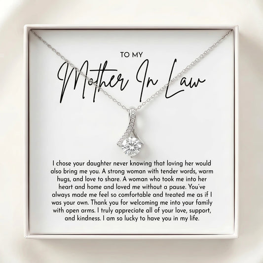 "To My Mother-in-Law, Loving Her Brought Me You" Alluring Beauty Necklace – Heartfelt Gift for Mother-in-Law - The Love Sparkle