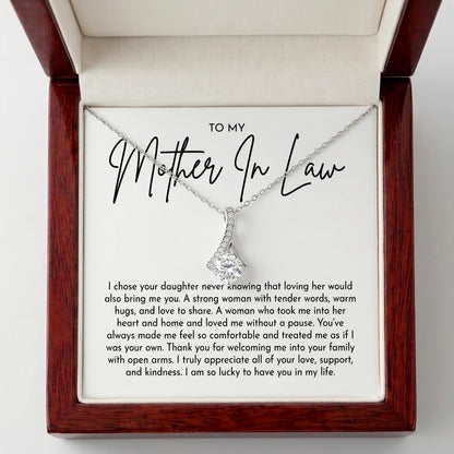 "To My Mother-in-Law, Loving Her Brought Me You" Alluring Beauty Necklace – Heartfelt Gift for Mother-in-Law - The Love Sparkle