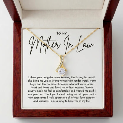 "To My Mother-in-Law, Loving Her Brought Me You" Alluring Beauty Necklace – Heartfelt Gift for Mother-in-Law - The Love Sparkle