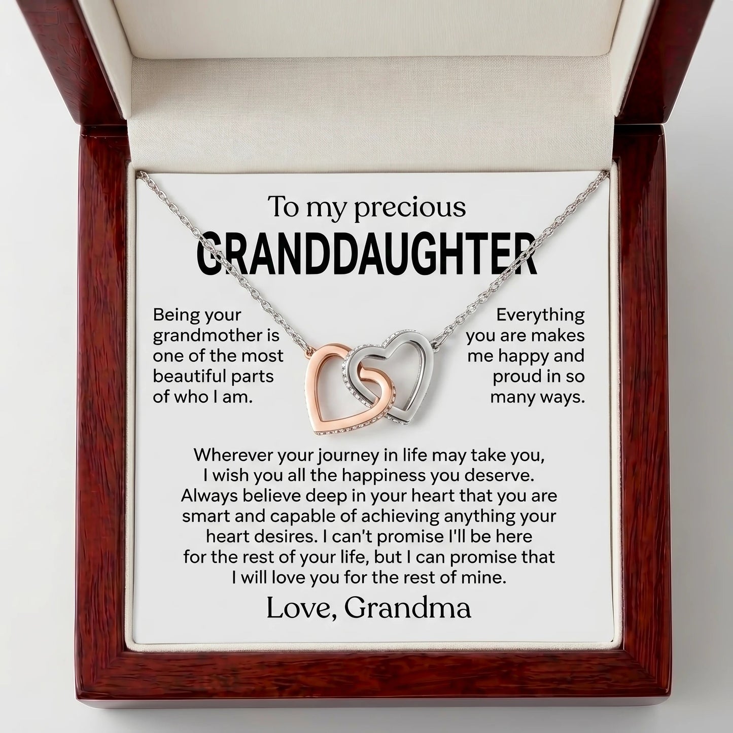 "To My Precious Granddaughter" Interlocking Hearts Necklace – Meaningful Gift from Grandma - The Love Sparkle