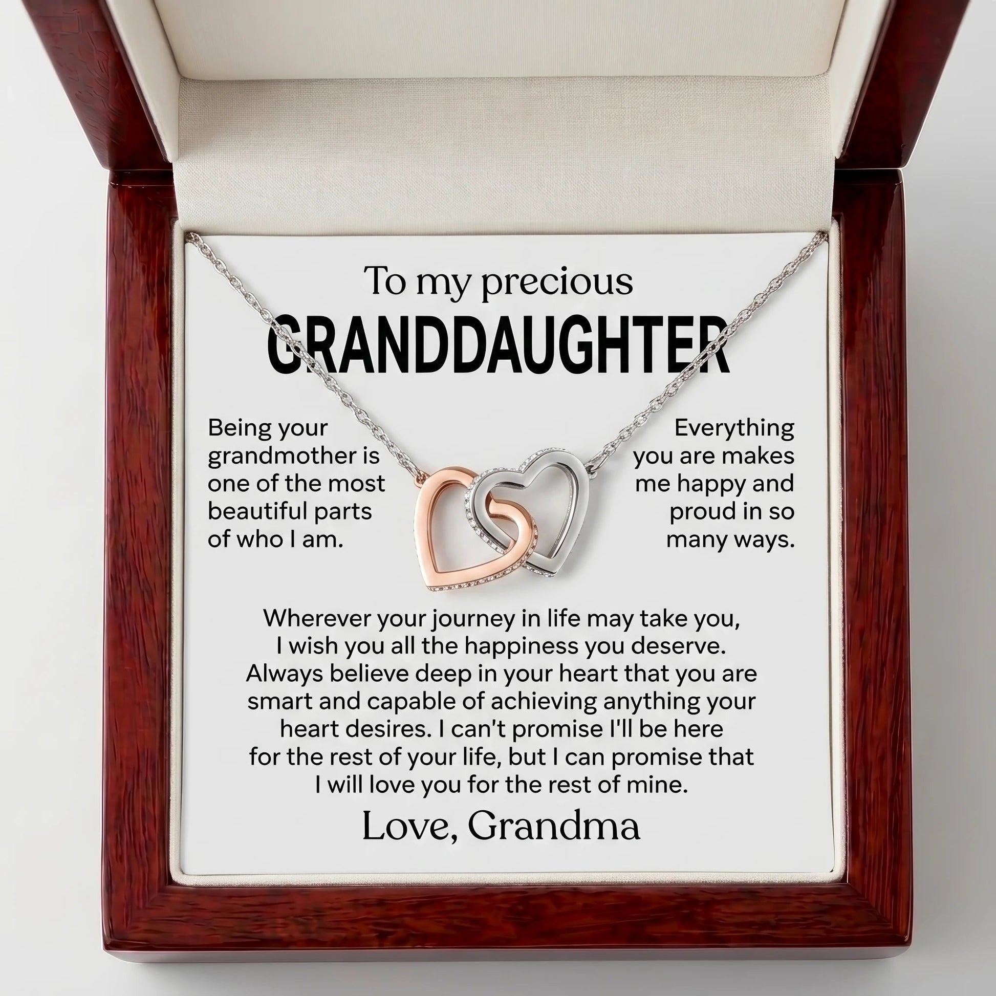 "To My Precious Granddaughter" Interlocking Hearts Necklace – Meaningful Gift from Grandma - The Love Sparkle