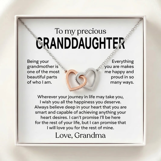 "To My Precious Granddaughter" Interlocking Hearts Necklace – Meaningful Gift from Grandma - The Love Sparkle