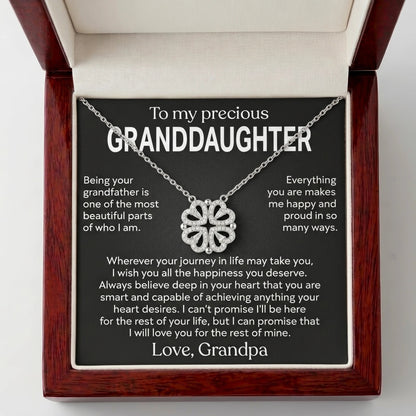 "To My Precious Granddaughter" Magnetic Hearts Clover Necklace – Meaningful Gift from Grandpa - The Love Sparkle