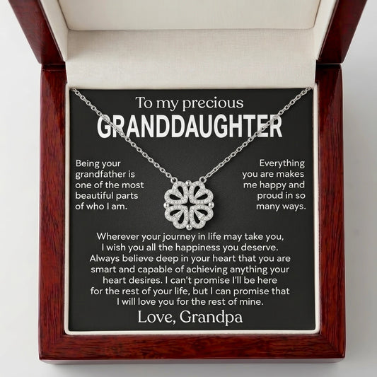 "To My Precious Granddaughter" Magnetic Hearts Clover Necklace – Meaningful Gift from Grandpa - The Love Sparkle