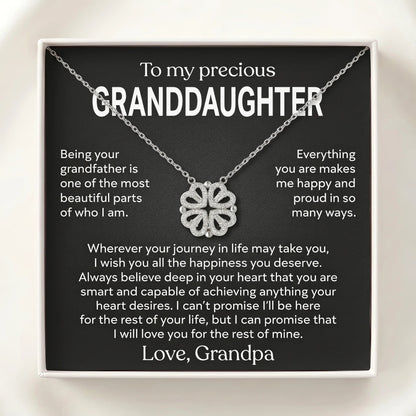 "To My Precious Granddaughter" Magnetic Hearts Clover Necklace – Meaningful Gift from Grandpa - The Love Sparkle
