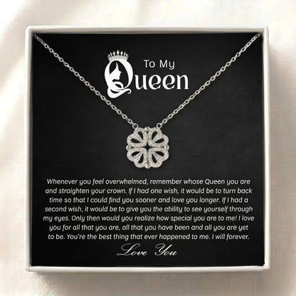 To My Queen - Magnetic Hearts Four - Leaf Clover Necklace - Meaningful Gift for Wife or Girlfriend - The Love Sparkle