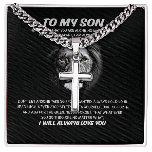 To My Son - Artisan Cross with Cuban Chain - I Will Always Love You - The Love Sparkle