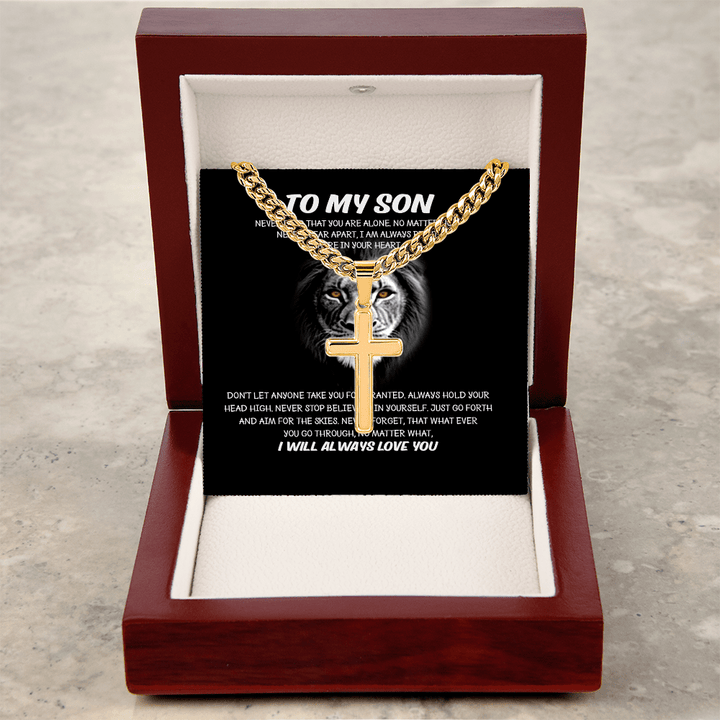 To My Son - Artisan Cross with Cuban Chain - I Will Always Love You - The Love Sparkle