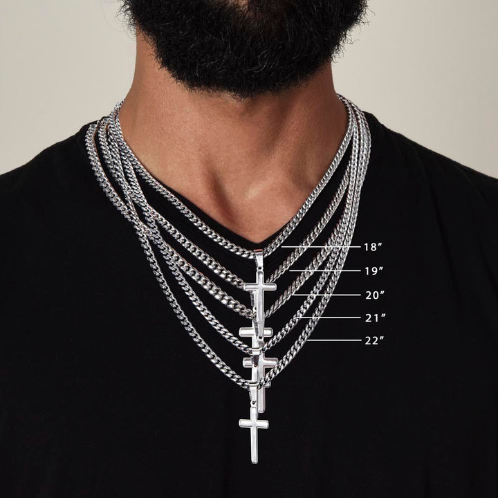 To My Son - Artisan Cross with Cuban Chain - I Will Always Love You - The Love Sparkle