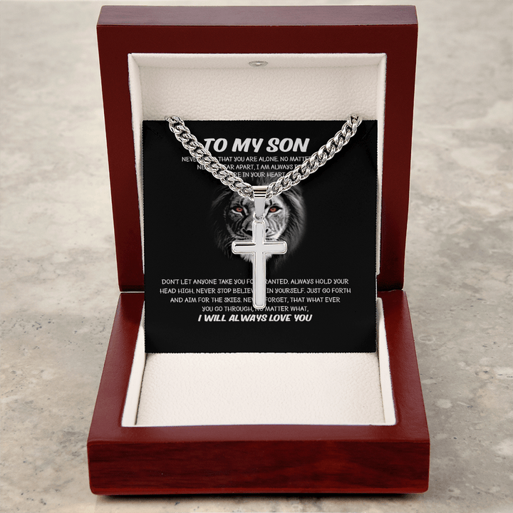 To My Son - Artisan Cross with Cuban Chain - I Will Always Love You - The Love Sparkle