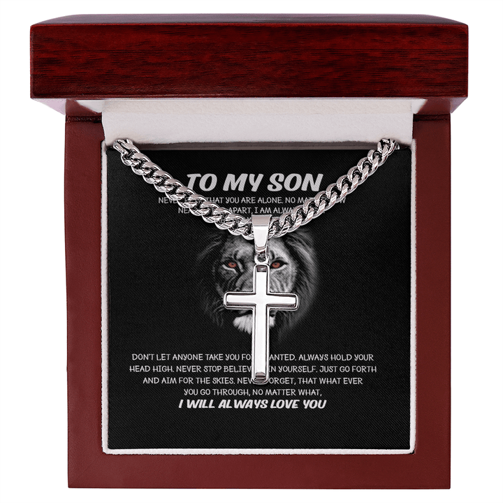 To My Son - Artisan Cross with Cuban Chain - I Will Always Love You - The Love Sparkle