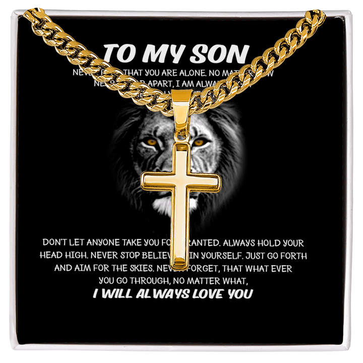 To My Son - Artisan Cross with Cuban Chain - I Will Always Love You - The Love Sparkle