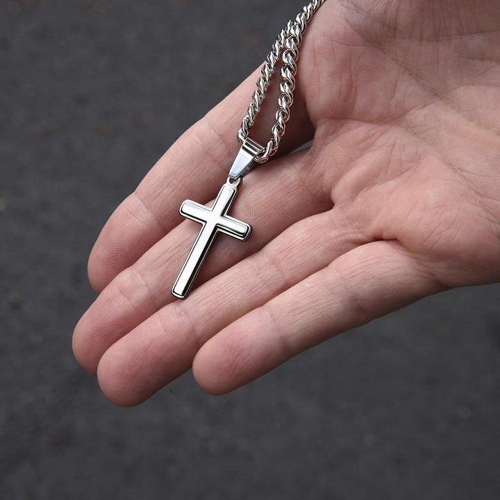 To My Son - Artisan Cross with Cuban Chain - I Will Always Love You - The Love Sparkle