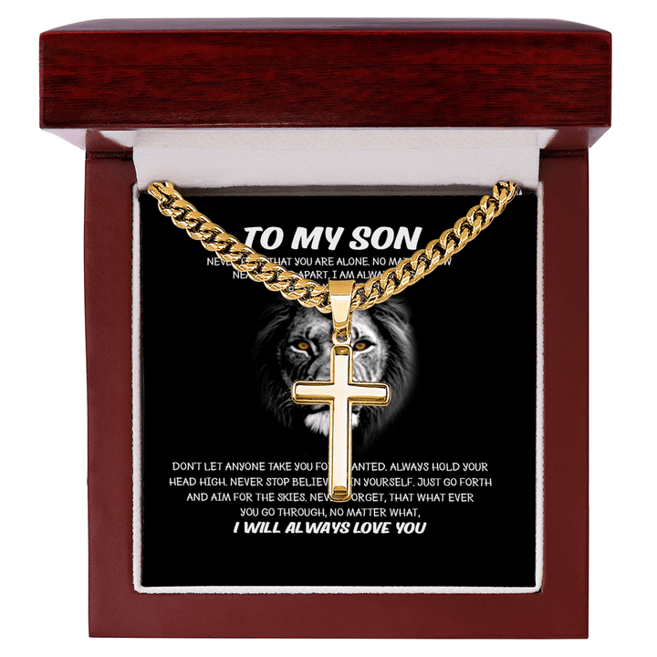 To My Son - Artisan Cross with Cuban Chain - I Will Always Love You - The Love Sparkle
