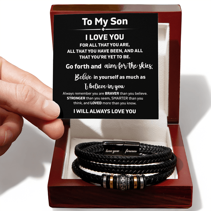 To My Son "Believe In Yourself" - Love You Forever Bracelet - "Aim For The Skies" - The Love Sparkle