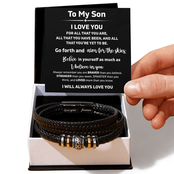 To My Son "Believe In Yourself" - Love You Forever Bracelet - "Aim For The Skies" - The Love Sparkle