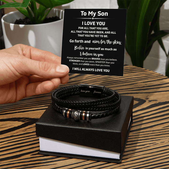 To My Son "Believe In Yourself" - Love You Forever Bracelet - "Aim For The Skies" - The Love Sparkle