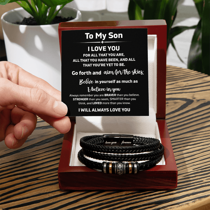 To My Son "Believe In Yourself" - Love You Forever Bracelet - "Aim For The Skies" - The Love Sparkle