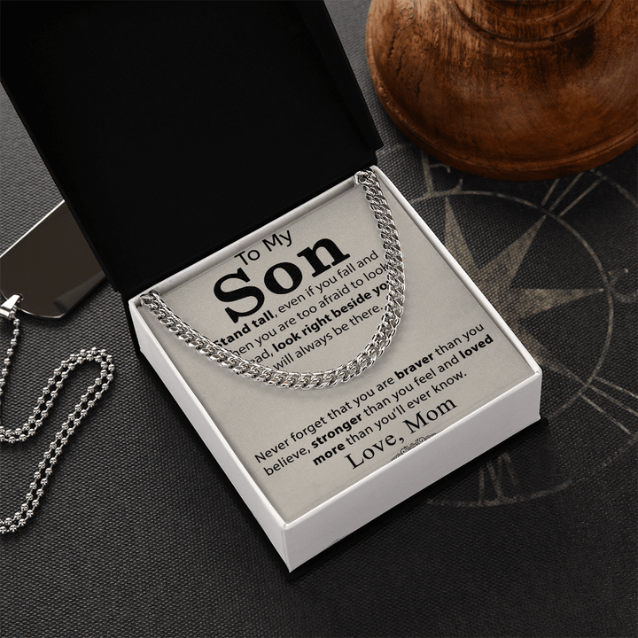 To My Son - Cuban link chain - Always Beside You - The Love Sparkle