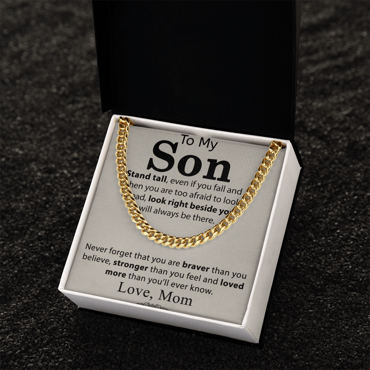 To My Son - Cuban link chain - Always Beside You - The Love Sparkle