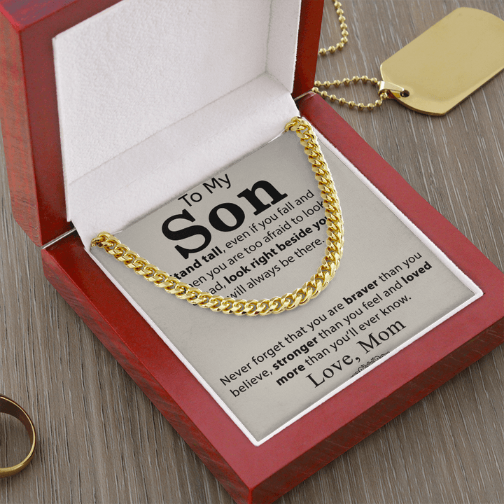 To My Son - Cuban link chain - Always Beside You - The Love Sparkle