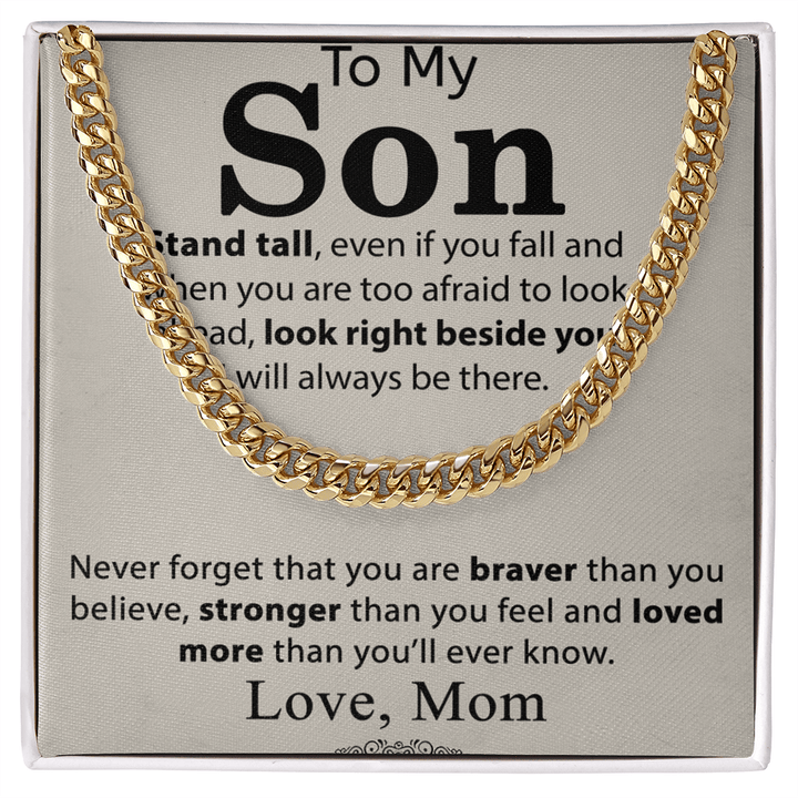 To My Son - Cuban link chain - Always Beside You - The Love Sparkle