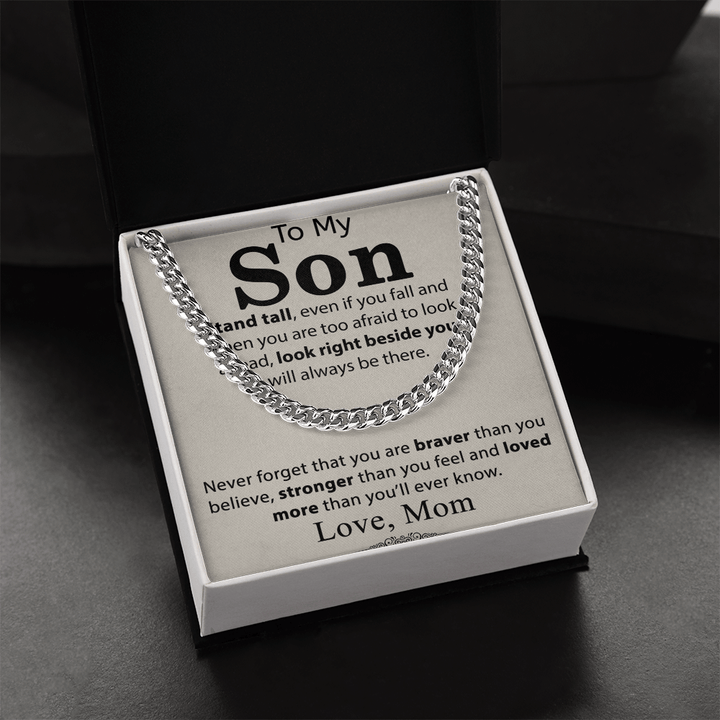 To My Son - Cuban link chain - Always Beside You - The Love Sparkle
