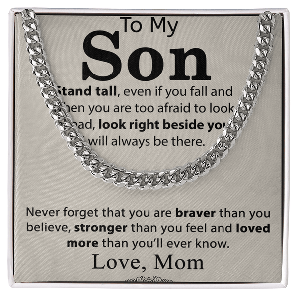 To My Son - Cuban link chain - Always Beside You - The Love Sparkle