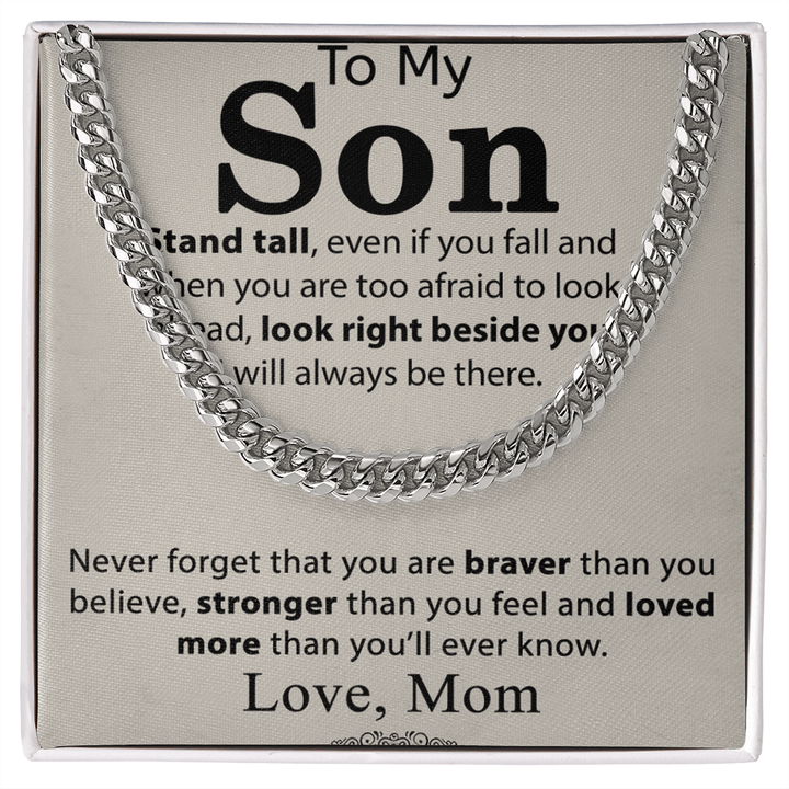 To My Son - Cuban link chain - Always Beside You - The Love Sparkle