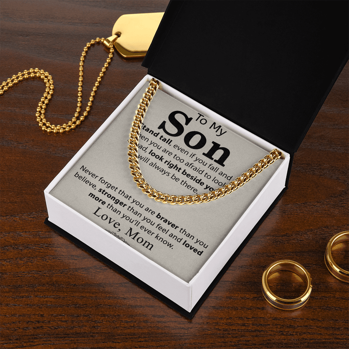 To My Son - Cuban link chain - Always Beside You - The Love Sparkle