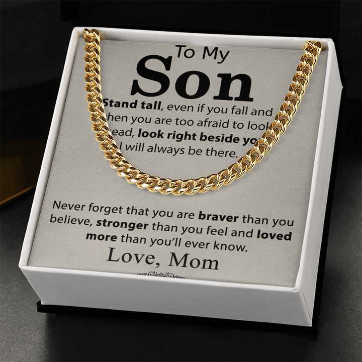 To My Son - Cuban link chain - Always Beside You - The Love Sparkle