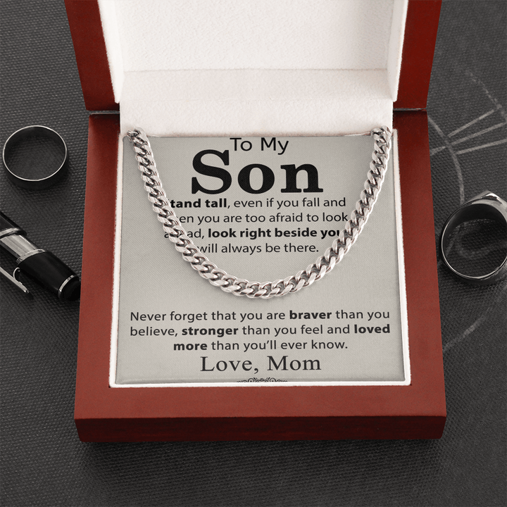 To My Son - Cuban link chain - Always Beside You - The Love Sparkle
