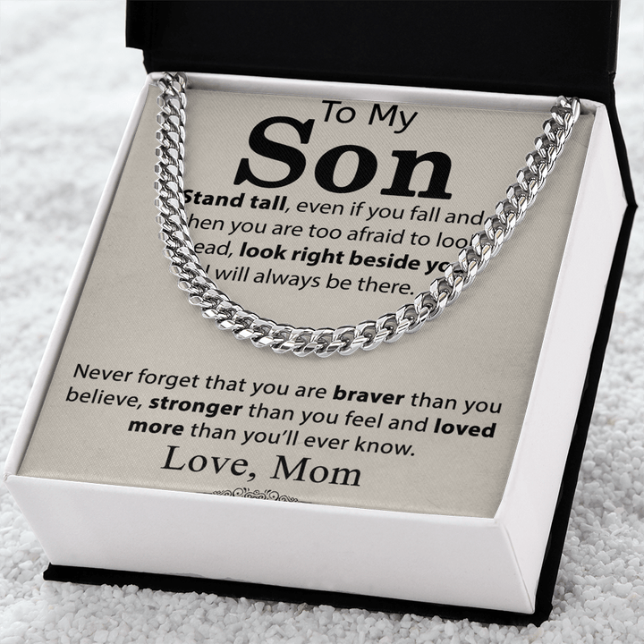 To My Son - Cuban link chain - Always Beside You - The Love Sparkle